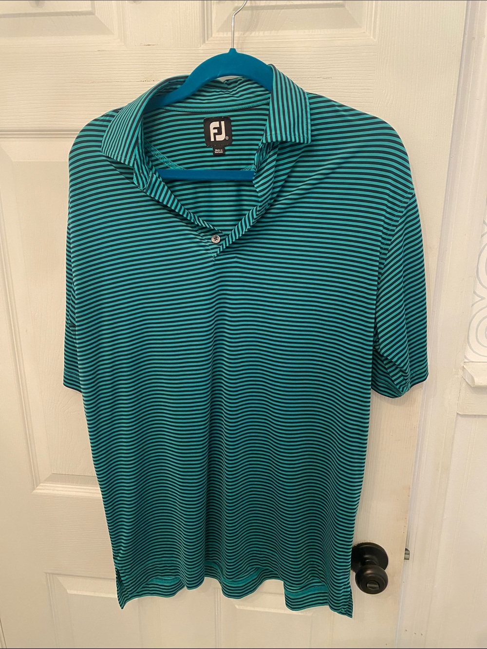 FJ Teal Striped Men's Golf Polo